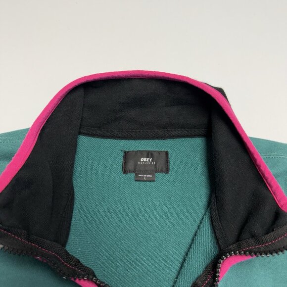 Obey Worldwide Sweatshirt Adult Large 24x27 1/2 Zip Skate Streetwear - Picture 14 of 16